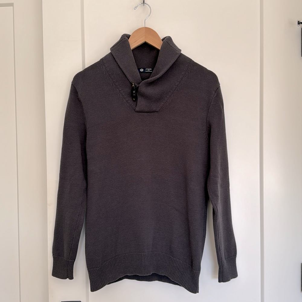 Men’s J Crew Shawl Collar pullover sweater in grey cotton